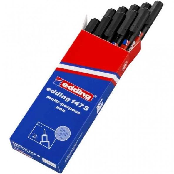 Edding 147S Asetat Kalemi Silgili Siyah x 10 Lu Kutu