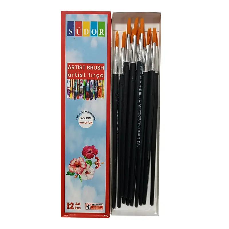 Südor S 145 Serisi Yuvarlak Sulu Boya Fırçası No:8 x 12 Li Kutu